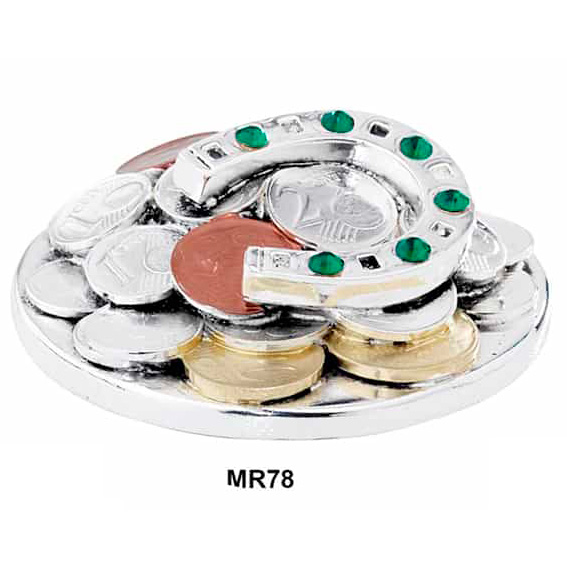 MONETE PORTAFORTUNA C/FERRO DI CAVALLO DECORATE + STRASS CM 7