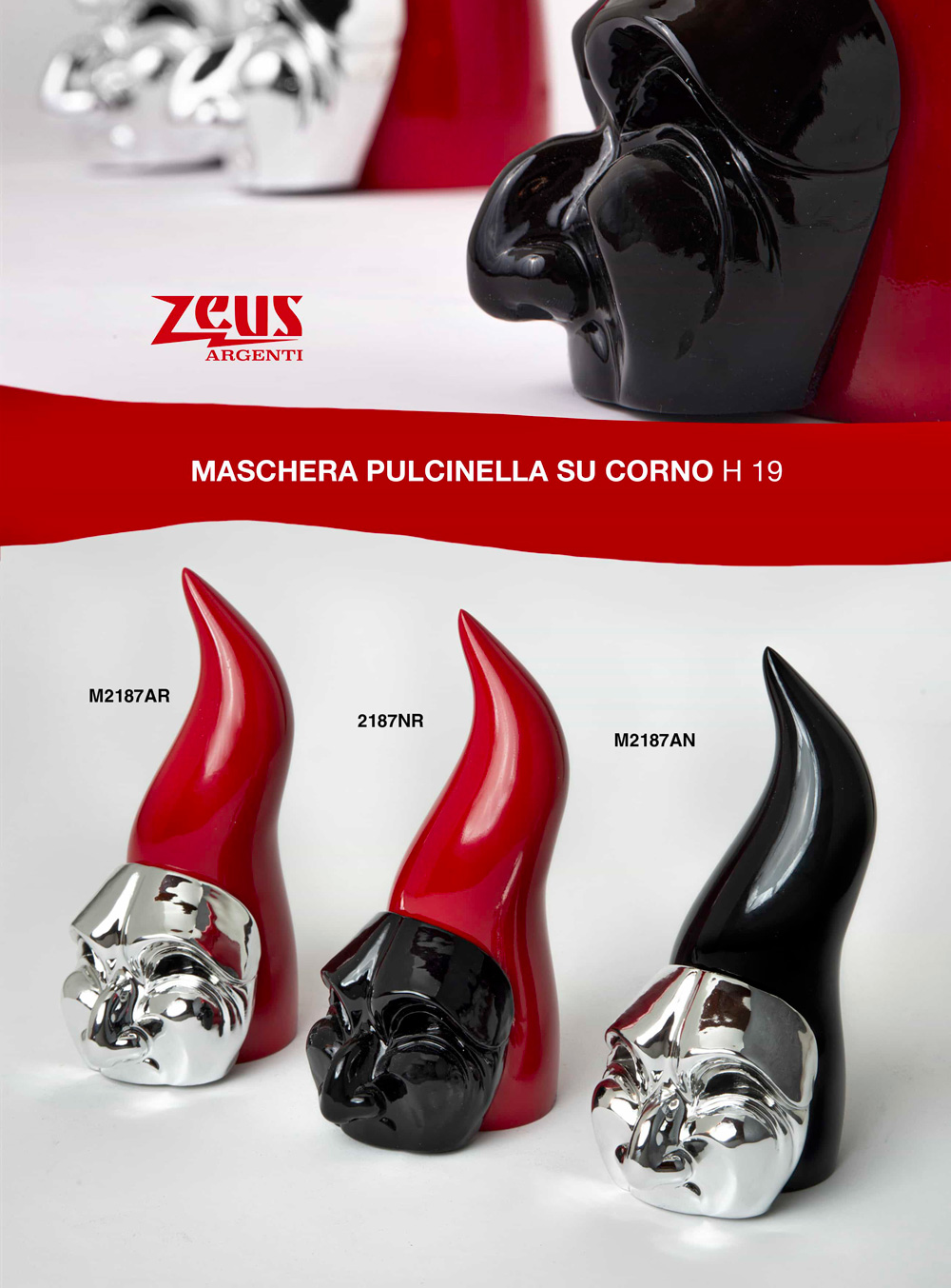 MASCHERA PULCINELLA SU CORNO H 19 - immagine 5
